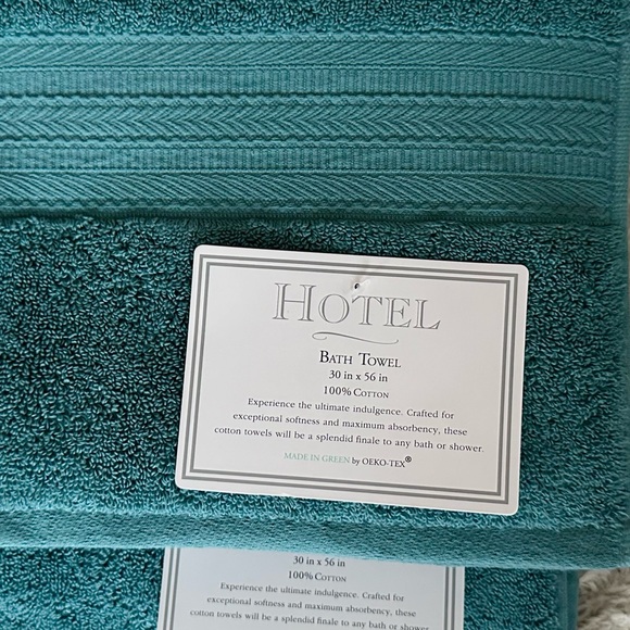 Hotel Collection Teal Cotton Bath Towels Set of 2 NEW WITH TAGS - Picture 4 of 6